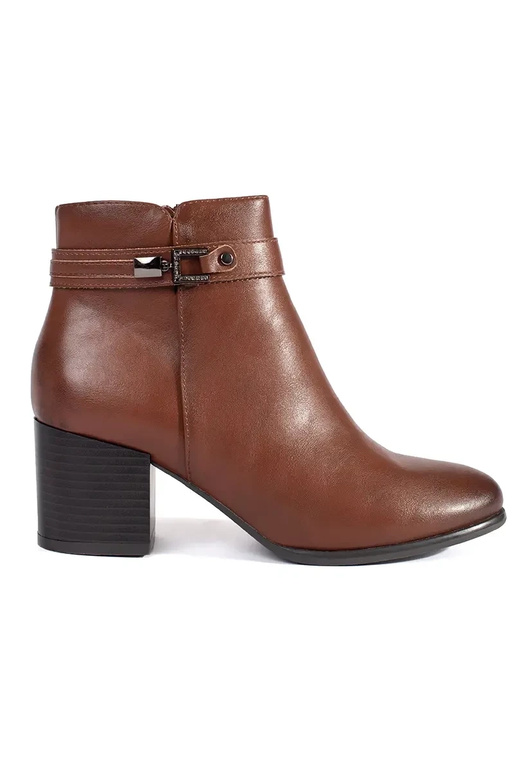 Bottines en cuir marron pour femmes à... Bottines en cuir marron pour femmes à...