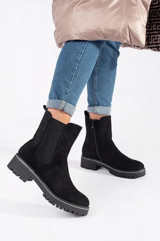 Chaussures plates en daim noir avec...