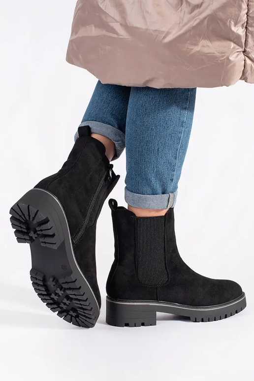 Zwarte platte suède schoenen met...