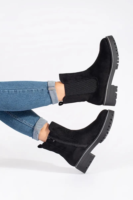 Chaussures plates en daim noir avec...