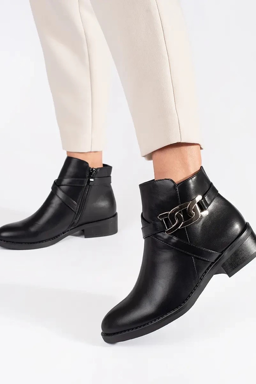 Bottines Chelsea plates noires avec...