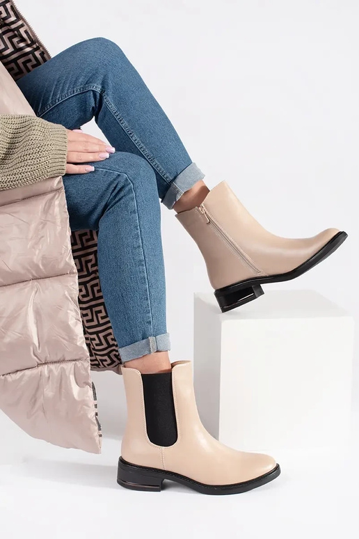 Ivory Chelsea laarzen met elastische...