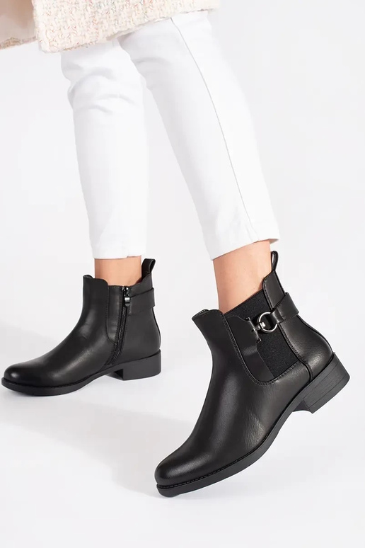 Bottines Chelsea plates noires au...