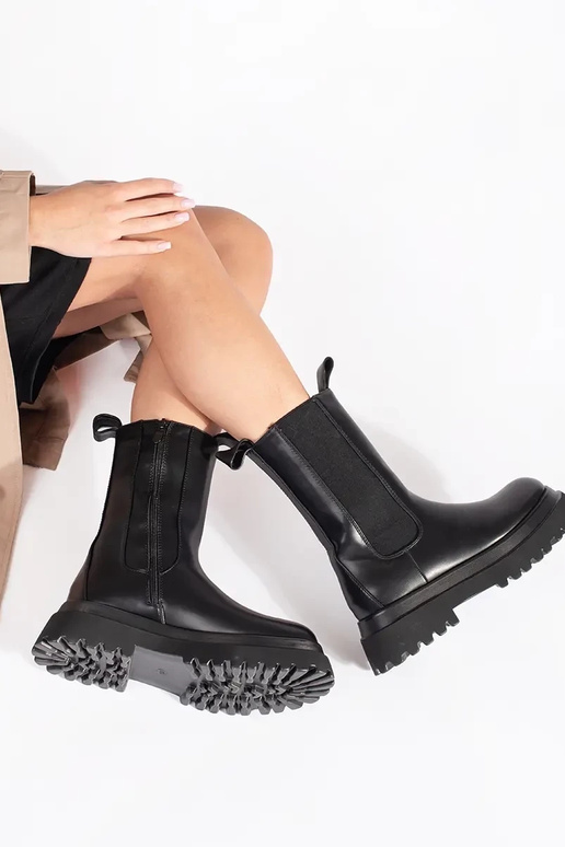 Zwarte hoge Chelsea boots met platform Zwarte hoge Chelsea boots met platform