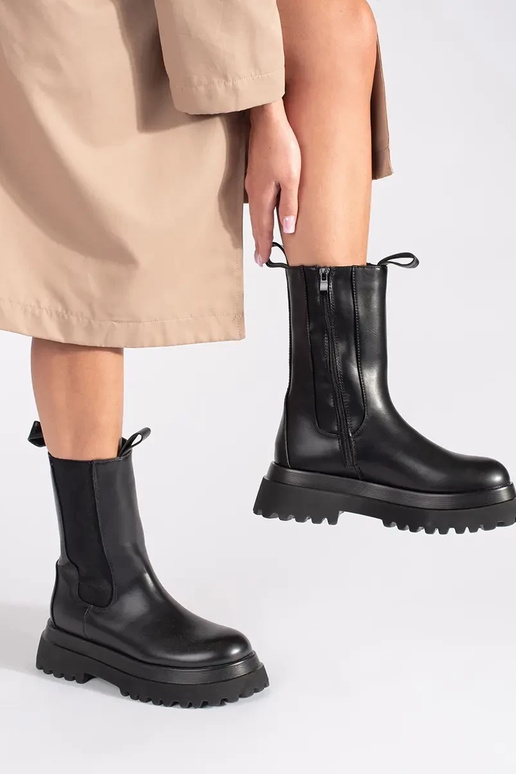 Schwarze hohe Chelsea-Boots mit...