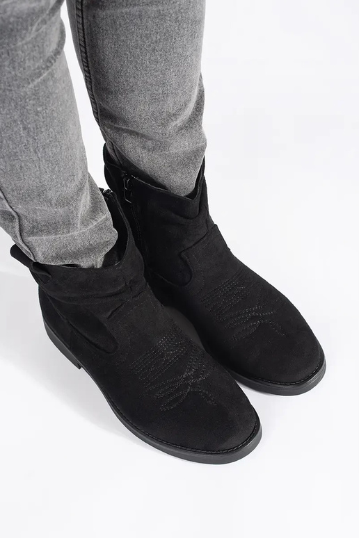 Bottes plates en daim noires style... Bottes plates en daim noires style...