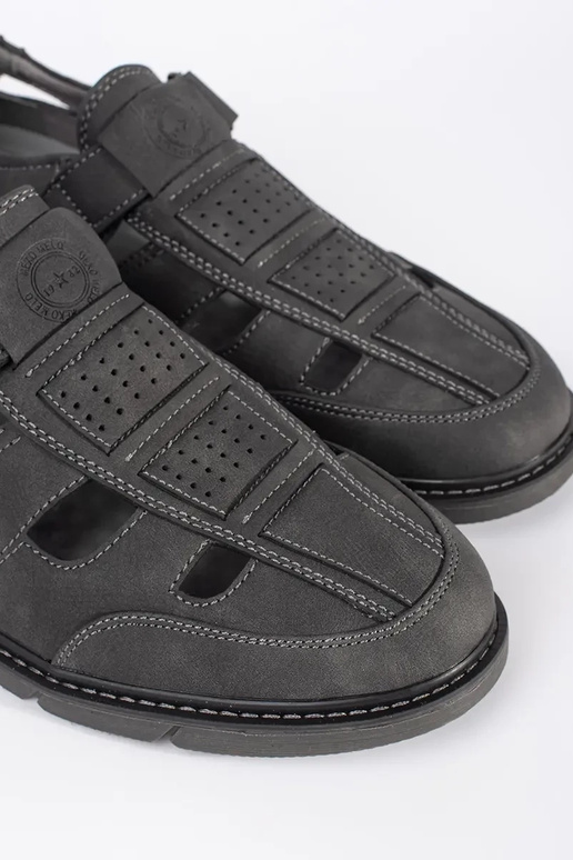 Grijze geperforeerde heren mokassins