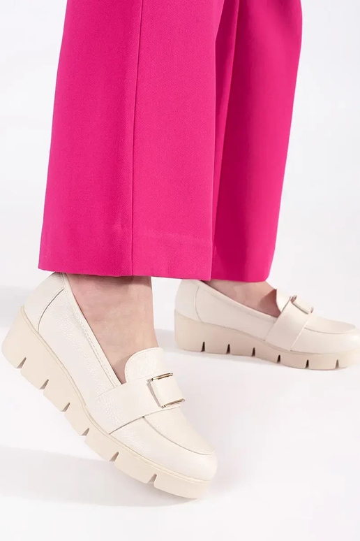 Mocassins bleus en daim avec chaîne