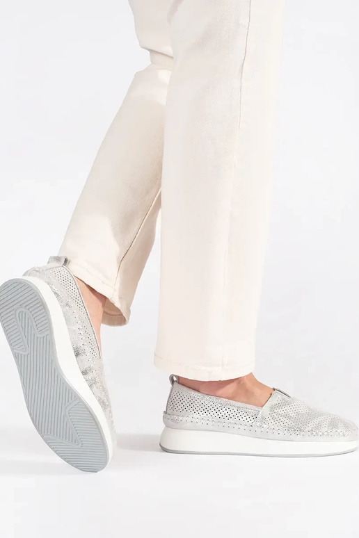 Zilveren leren schoenen