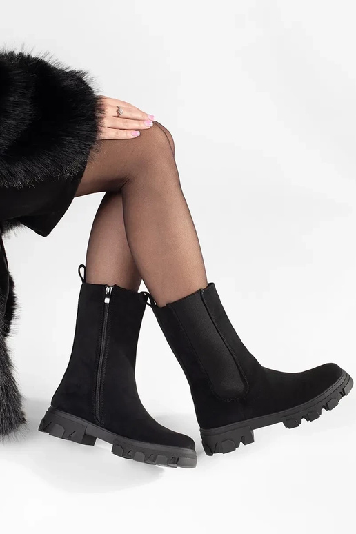 Zwarte Suède Chelsea Schoenen Zwarte Suède Chelsea Schoenen