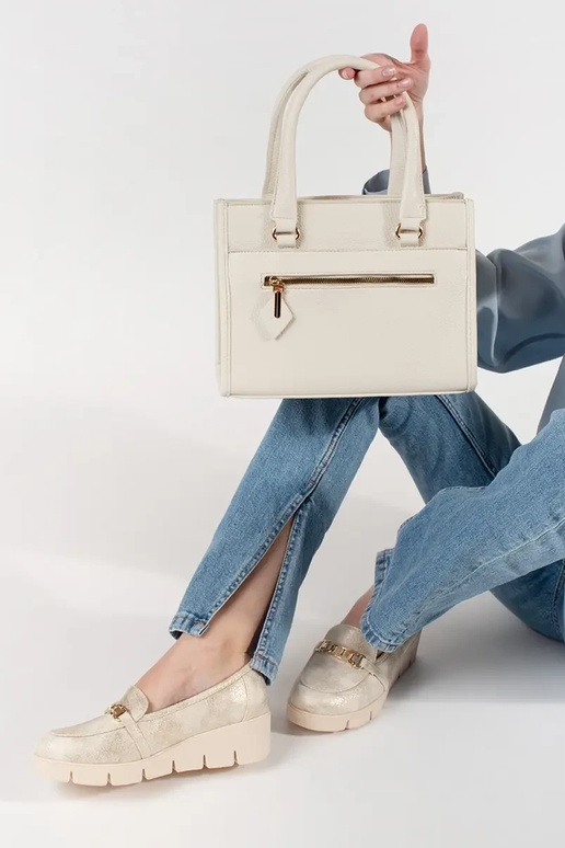 Felle zandkleurige tas met rits