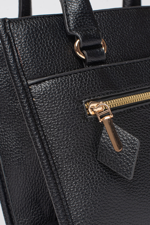 Schwarze Handtasche mit Reißverschluss Schwarze Handtasche mit Reißverschluss