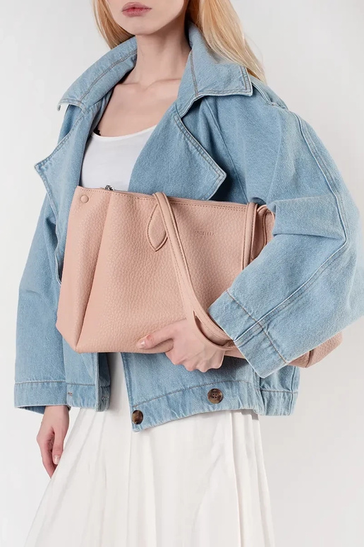 roze handtas shopper van eco-leer