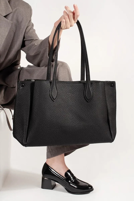 schwarze Shopper aus Kunstleder schwarze Shopper aus Kunstleder