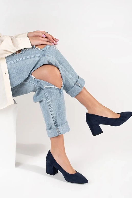 Donkerblauwe suede hakken Sergio Leone