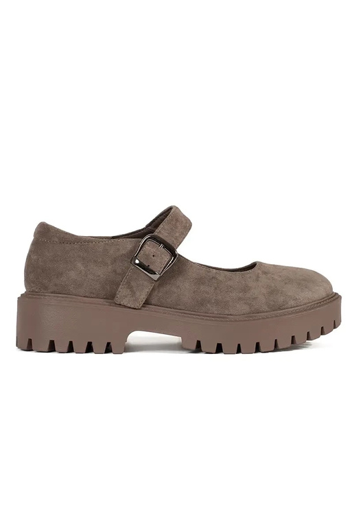 Mocassins en daim beige avec plateforme