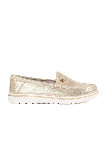 Mocassins dorés en cuir