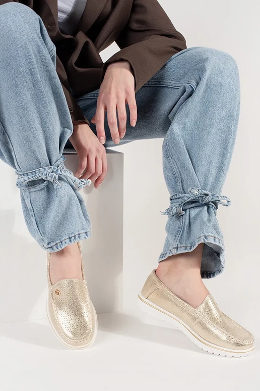 Mocassins dorés en cuir Mocassins dorés en cuir
