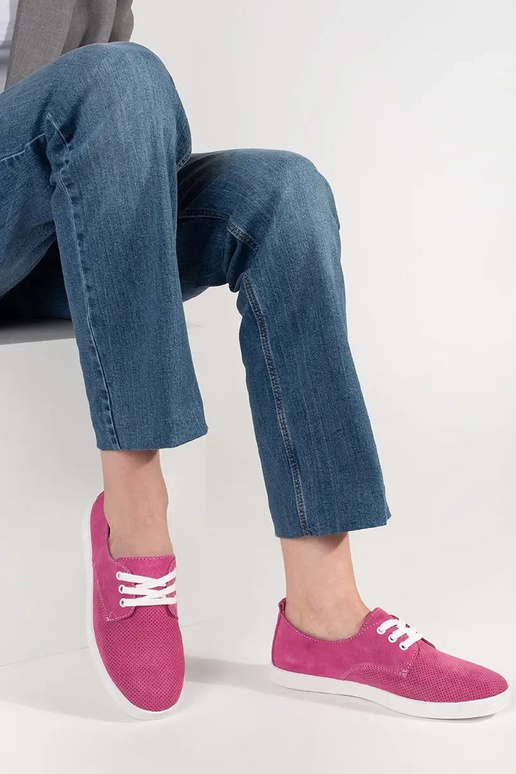 Chaussures ajourées en cuir naturel rose