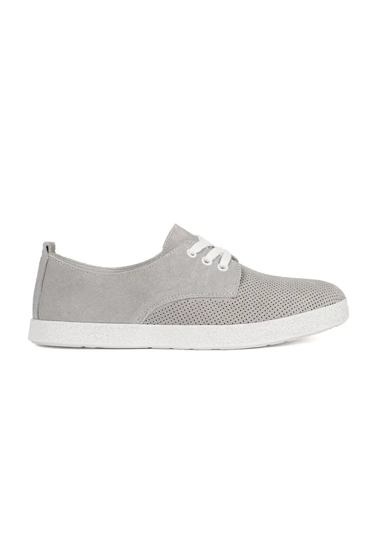 Chaussures ajourées en cuir naturel gris