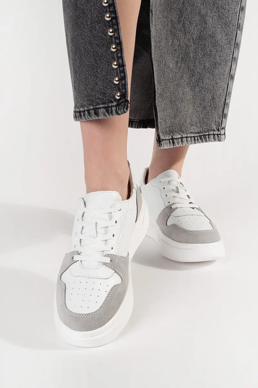 Witte leren sneakers met platform