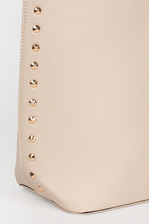 grote zandkleurige shopper tas met studs