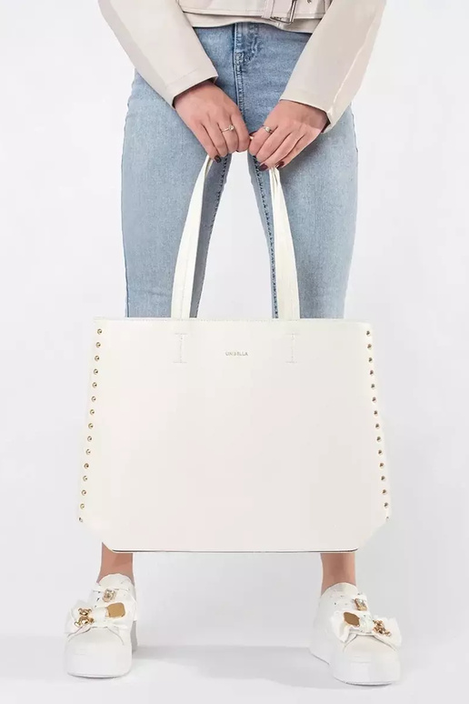 Große Weiße Shopper-Tasche mit Nieten