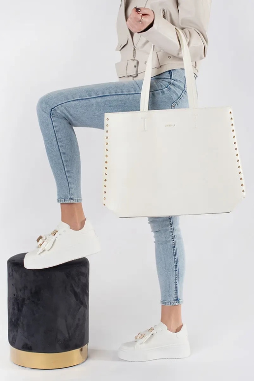 grote witte shopper tas met studs