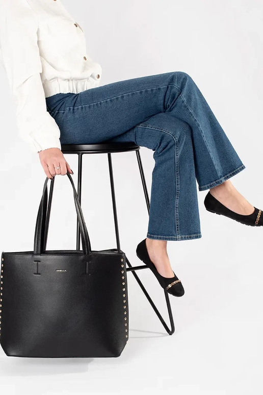 grote zwarte shopper tas met studs