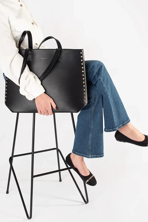 Große Schwarze Shopper-Tasche mit Nieten