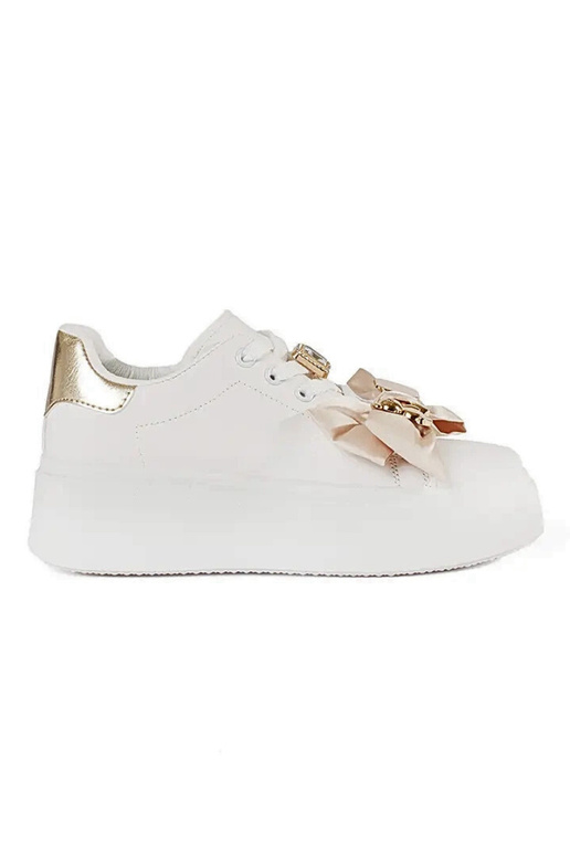 Wit-Gouden Sneakers model met gouden...