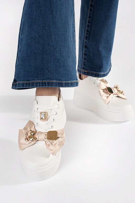 Wit-Gouden Sneakers model met gouden...