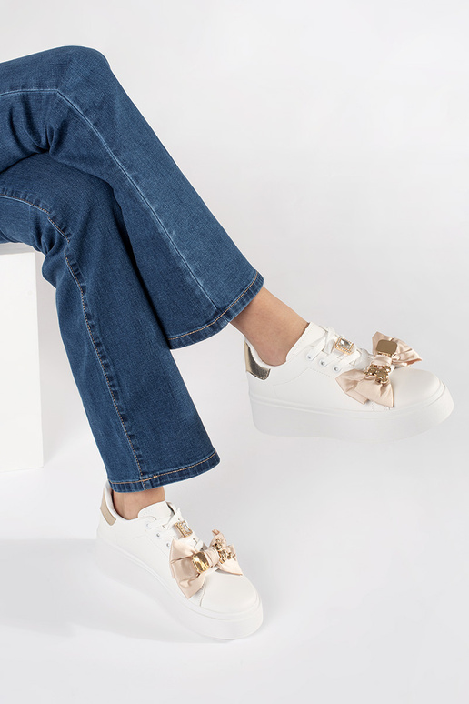 Wit-Gouden Sneakers model met gouden...