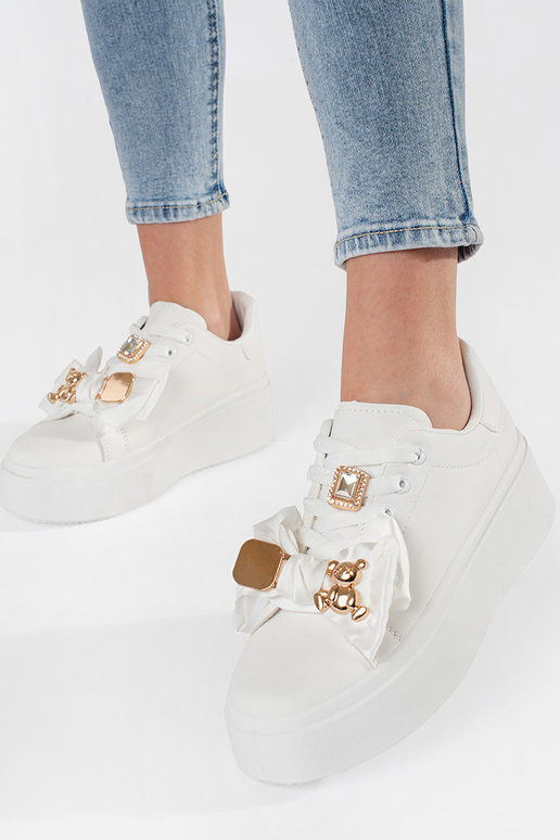 Witte Sneakers model met gouden...