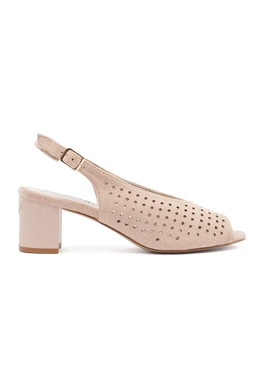 Zandkleurige sandalen met...