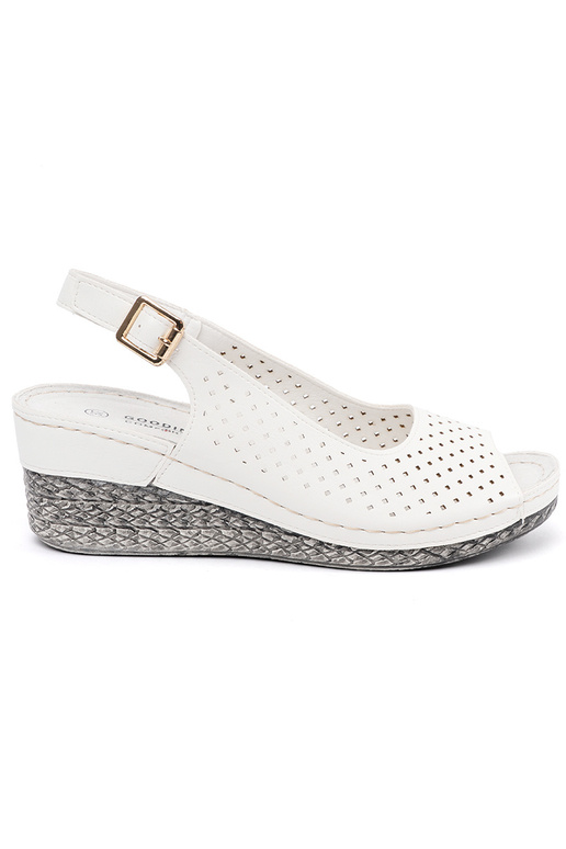 Weiße durchbrochene Sandalen