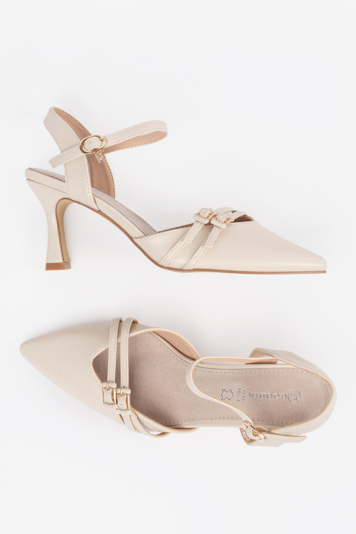 Hochhackige Schuhe in Elfenbeinfarbe