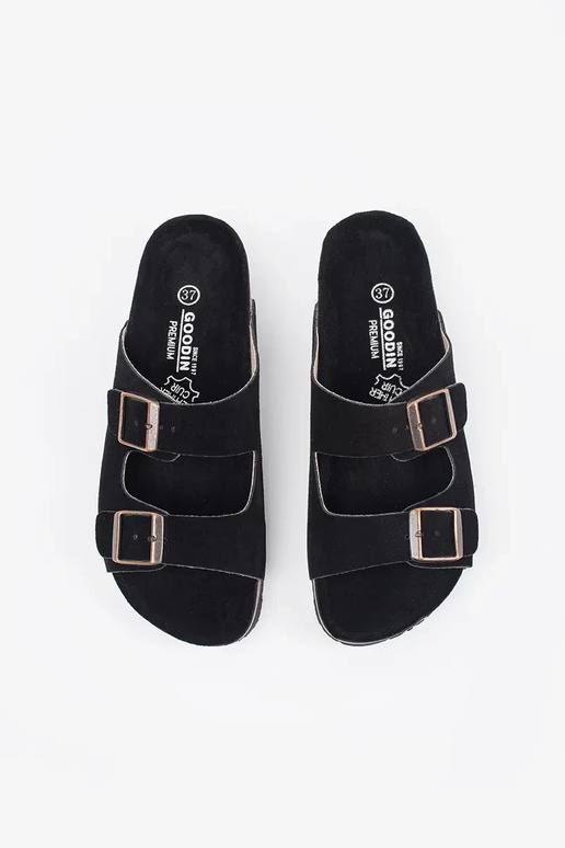 Dames Slippers van Leer Zwart