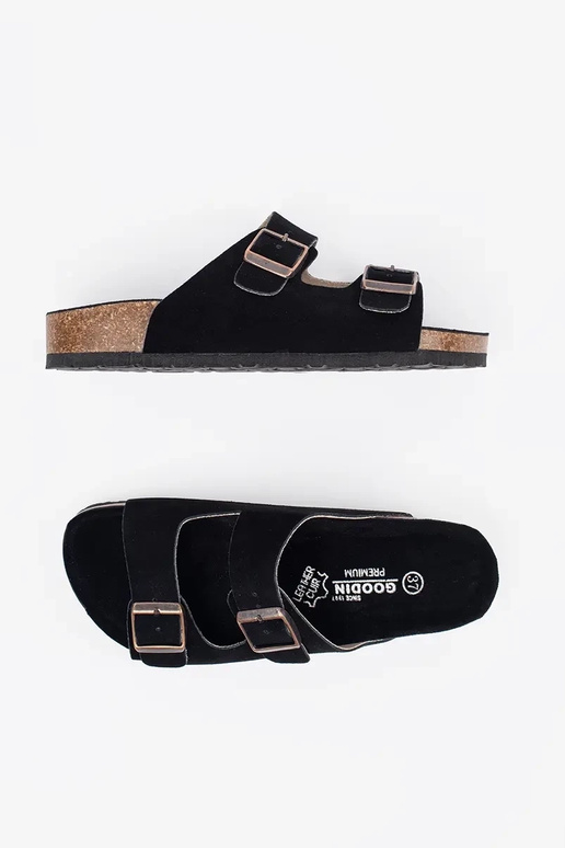 Dames Slippers van Leer Zwart