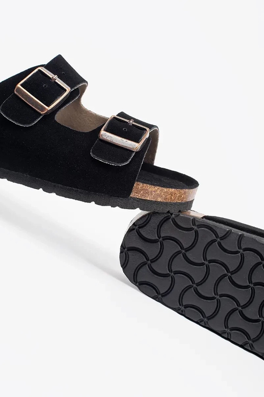 Dames Slippers van Leer Zwart
