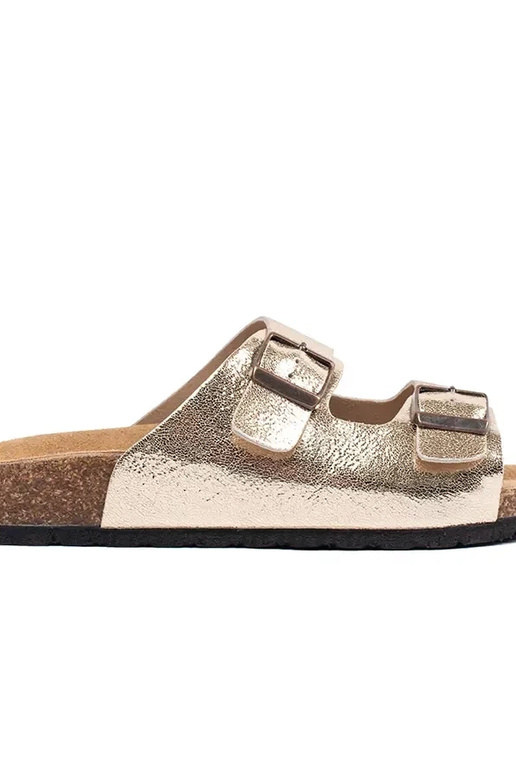 Dames Slippers Goudkleurig met Platte... Dames Slippers Goudkleurig met Platte...