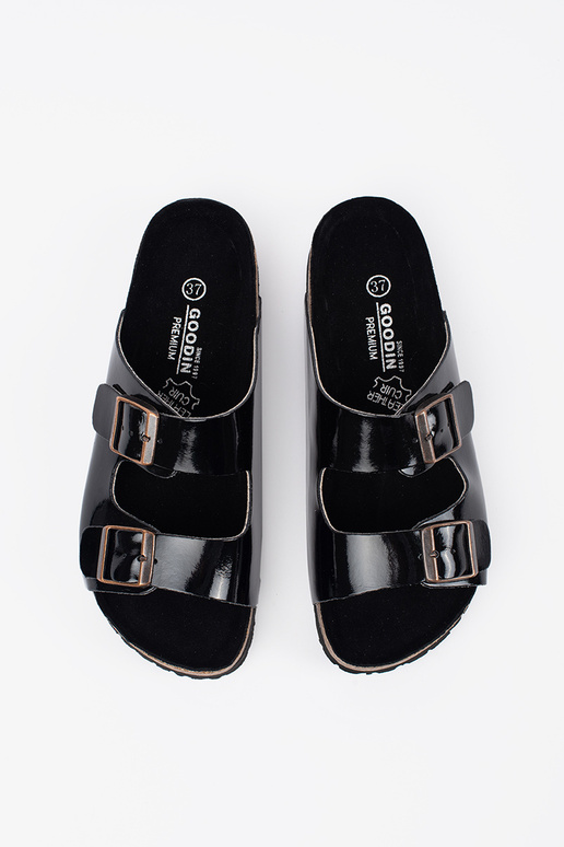 Chaussons noirs à semelle plate Chaussons noirs à semelle plate