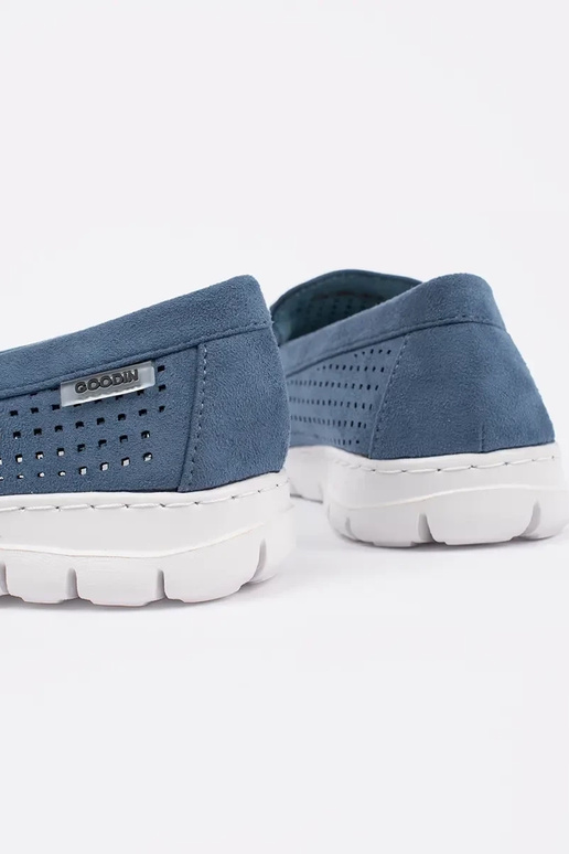 Mocassins bleu avec chaîne décorative