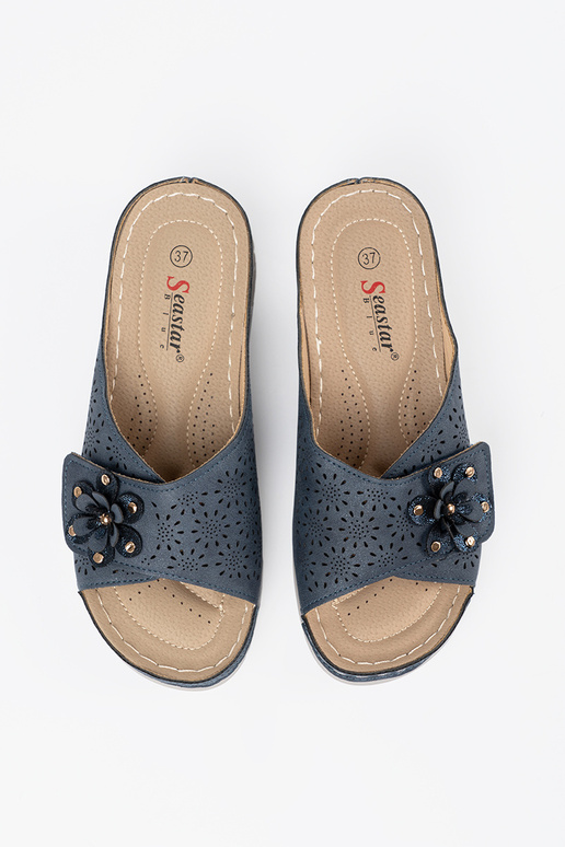 Damen Pantoletten mit dekorativen...