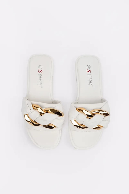 Chaussons plats pour femmes blancs Chaussons plats pour femmes blancs