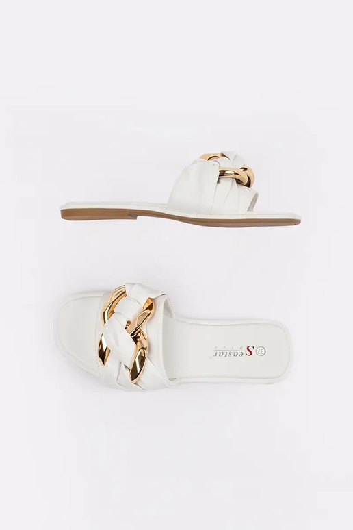 Chaussons plats pour femmes blancs Chaussons plats pour femmes blancs