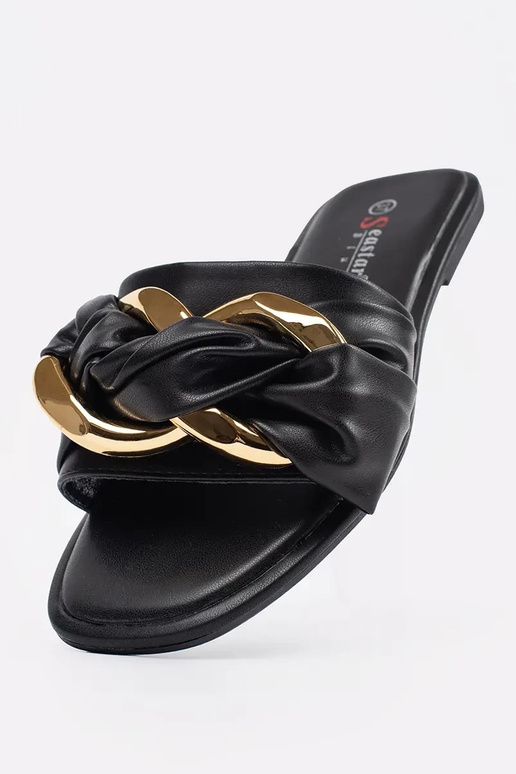 slippers voor vrouwen plat zwarte kleur