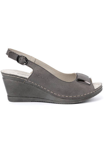 Graue Damen Sandalen auf Keil