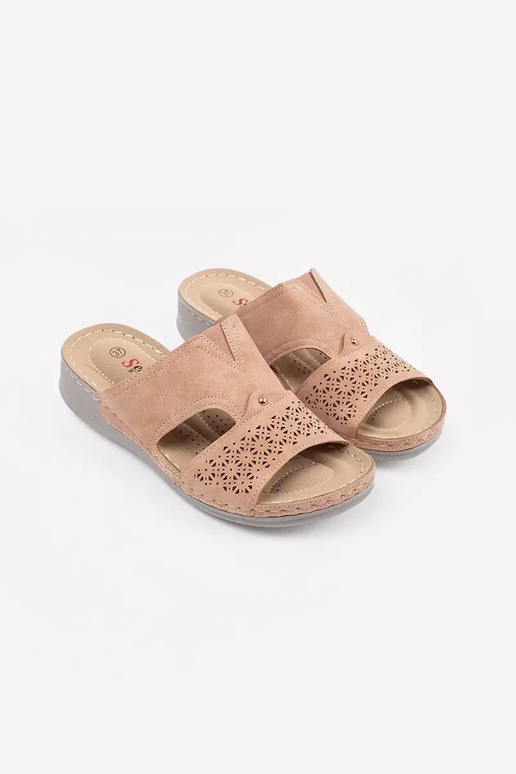 slippers op lage sleehak poederroze slippers op lage sleehak poederroze