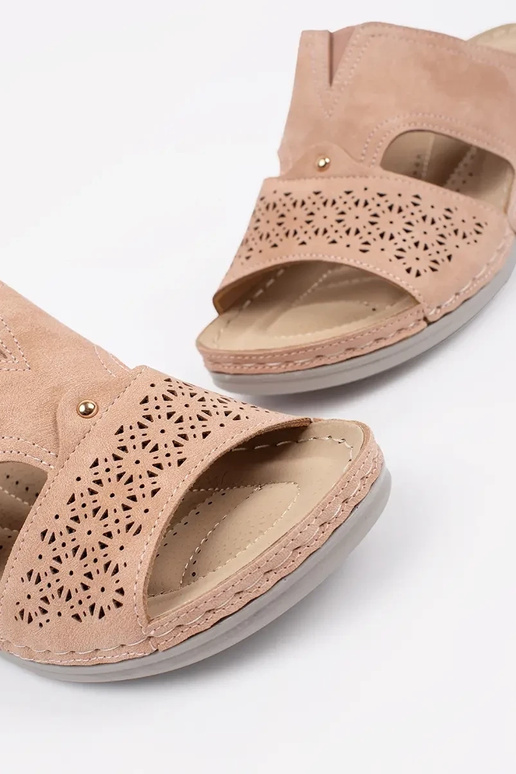 slippers op lage sleehak poederroze slippers op lage sleehak poederroze